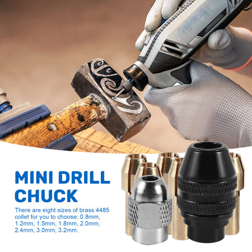 Drill Chuck Collet Set for ,1/32inch to 1/8inch Replacement 4486 Keyless Bit with Replacement Rotary Drill Nut Set 1