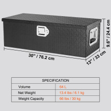 SucceBuy Boîte à outils pour benne de camion, Aluminium, Noir, 76x33x24 cm