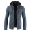 (Blue,XL)Pull homme à capuche hiver épais fermeture éclair pull pull à capuche manteau tricot 1