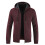 (Wine Red,L)Pull homme à capuche hiver épais fermeture éclair pull pull à capuche manteau tricot 1