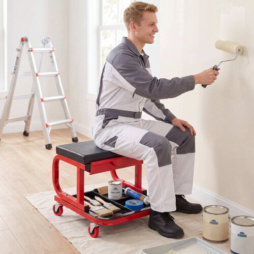 Mechanic Rolling Stool with Magnetic Drawer and Tool Trays 1