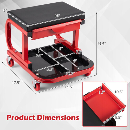 Mechanic Rolling Stool with Magnetic Drawer and Tool Trays 2