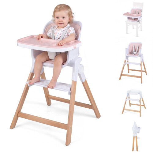 4-in-1 Baby High Chair, Foldable & Adjustable, Pink 1