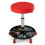 Adjustable Mechanic Stool with Wheels and Storage - Red 2
