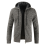 (Dark Gray,M)Pull homme à capuche hiver épais fermeture éclair pull pull à capuche manteau tricot 1