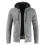 (Light Gray,L)Pull homme à capuche hiver épais fermeture éclair pull pull à capuche manteau tricot 1