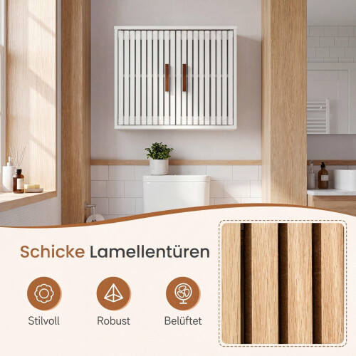 Bathroom Wall Cabinet, Natural Wood, Adjustable Shelves 1