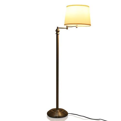 Lámpara de pie con brazo ajustable, pantalla beige, 35,5 x 152 cm 2