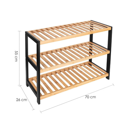 Bamboo Shoe Rack Organiser 3 Tier Wooden Storage 1