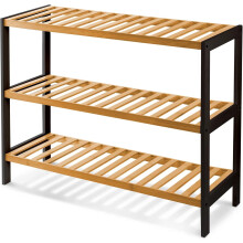 Bamboo Shoe Rack Organiser 3 Tier Wooden Storage