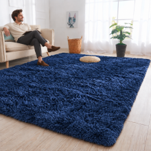 (6ft 7in x 9ft 6in (200x290cm), Navy) Fluffy Shaggy Rugs with Thick Soft Pile for Living Rooms Bedrooms Hallways