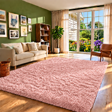 (6ft 7in x 9ft 6in (200x290cm), Pink) Fluffy Shaggy Rugs with Thick Soft Pile for Living Rooms Bedrooms Hallways