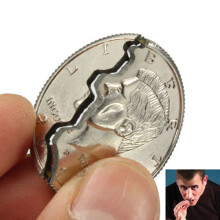 Folding Bitten Half Dollar Coin Magic Prop Close Up Magic Performance Trick