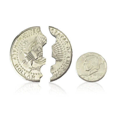 Folding Bitten Half Dollar Coin Magic Prop Close Up Magic Performance Trick 2