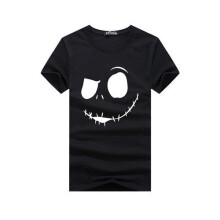 (Noir,Tag L=US/UK/AU S)The Nightmare Before Christmas Printed T Shirt Suitable For Daily Summer Wear