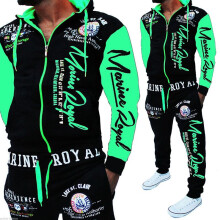 (Green,M)Mens Womens Jogging Suit Trousers Jacket Tracksuit Fitness Partner Sports Sets