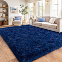 (4ft x 5ft 7in (120x170cm), Navy) Fluffy Shaggy Rugs with Thick Soft Pile for Living Rooms Bedrooms Hallways