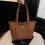 (Brown) Solid color pebbled tote bag 1