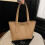 (Khaki) Solid color pebbled tote bag 1
