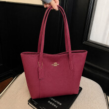 (Wine red) Solid color pebbled tote bag