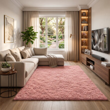 (4ft x 5ft 7in (120x170cm), Pink) Fluffy Shaggy Rugs with Thick Soft Pile for Living Rooms Bedrooms Hallways