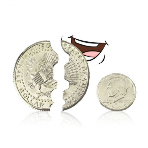 Folding Bitten Half Dollar Coin Magic Prop Close Up Magic Performance Trick 1