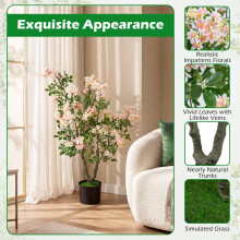 36" Artificial Impatiens Trees with Silk Flowers, Pink, Set of 2