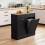 Black Waste Bin Cabinet with Rubberwood Top and Drawers 1