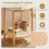 Boho Round Side Table with Tempered Glass Top, Natural 1