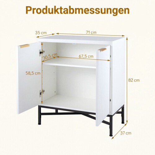 White Fluted Sideboard Buffet Cabinet with Adjustable Shelf