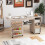 Folding Sewing Table with Storage Shelves and Casters 8