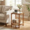 Boho 2-Tier Side Table with Tempered Glass Top, Walnut 1