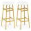 White Linen Bar Stools with Footrest, Set of 2 1