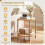 Boho Round Side Table with Tempered Glass Top, Natural 4