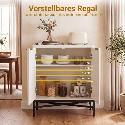 White Fluted Sideboard Buffet Cabinet with Adjustable Shelf 1