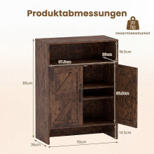 Narrow Brown Shoe Storage Cabinet with Open Shelf