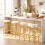White Linen Bar Stools with Footrest, Set of 2 4