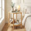 Boho Round Side Table with Tempered Glass Top, Natural 8