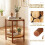 Boho 2-Tier Side Table with Tempered Glass Top, Walnut 3