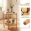Boho Round Side Table with Tempered Glass Top, Natural 7