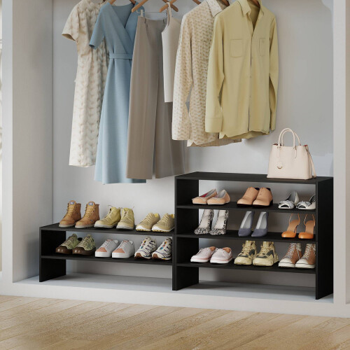 6-Tier Black Shoe Rack with Anti-Tipping Device 1