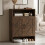 Narrow Brown Shoe Storage Cabinet with Open Shelf 4