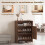 Narrow Brown Shoe Storage Cabinet with Open Shelf 8
