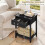 Black Bedside Tables Set of 2 with Drawer and Shelf 6