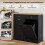 Black Waste Bin Cabinet with Rubberwood Top and Drawers 6