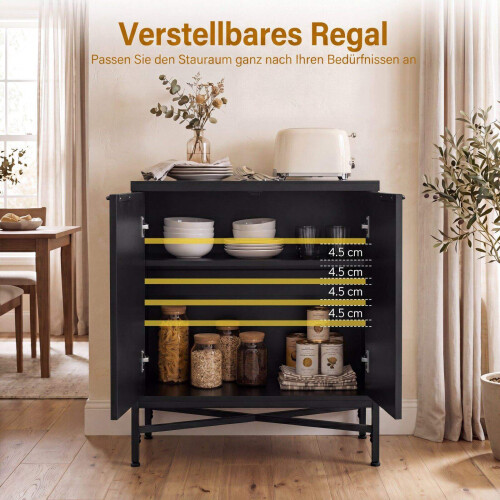 Black Fluted Sideboard Cabinet with Adjustable Shelves 1