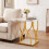 White Faux Marble Bedside Table with Gold Metal Frame 4