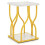 White Faux Marble Bedside Table with Gold Metal Frame 8