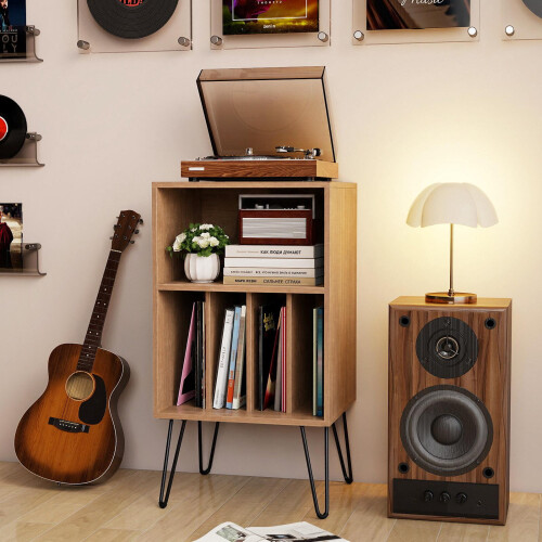 Turntable Stand with Charging Station & Vinyl Storage 2