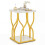 White Faux Marble Bedside Table with Gold Metal Frame 7